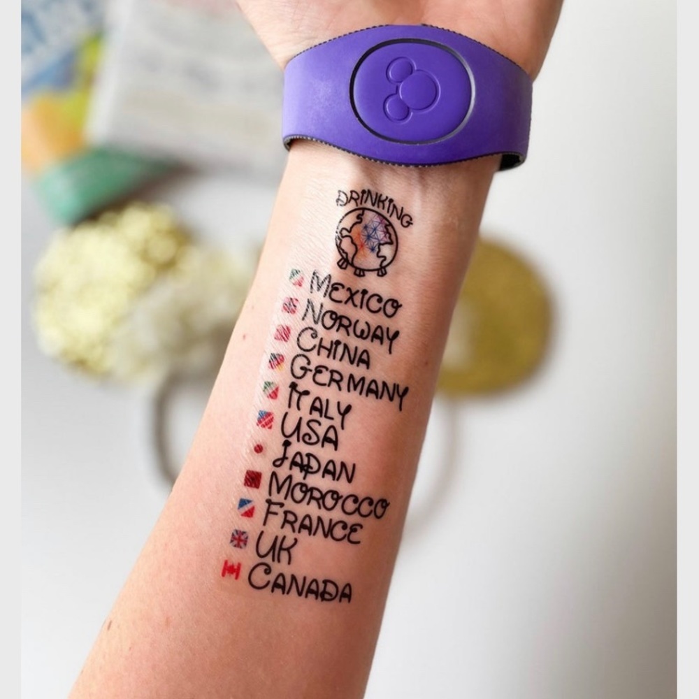 4 Disney “Drink Around the World” tattoos and tattoo markers